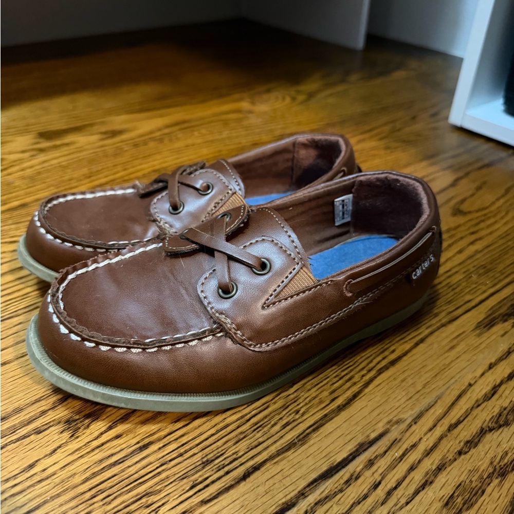 Carter's Brown Leather-Style Kids Boat Shoes